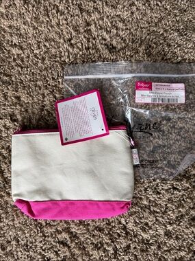 Thirty One U R U mini zipper pouch natural with pink